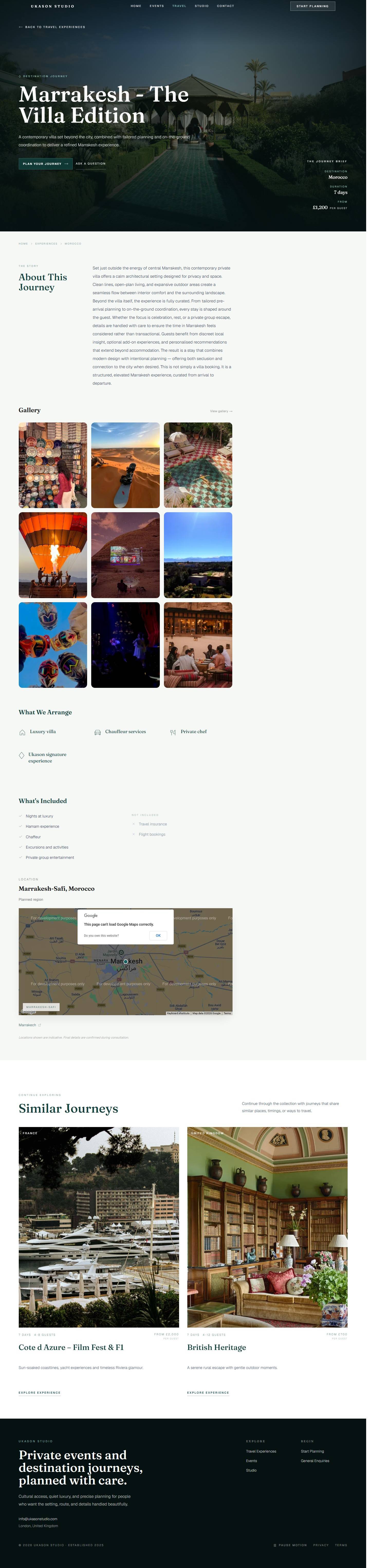 A trip page for Marrakesh